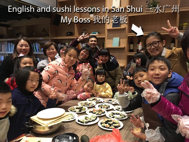 Teaching English and sushi making, Sanshui China 