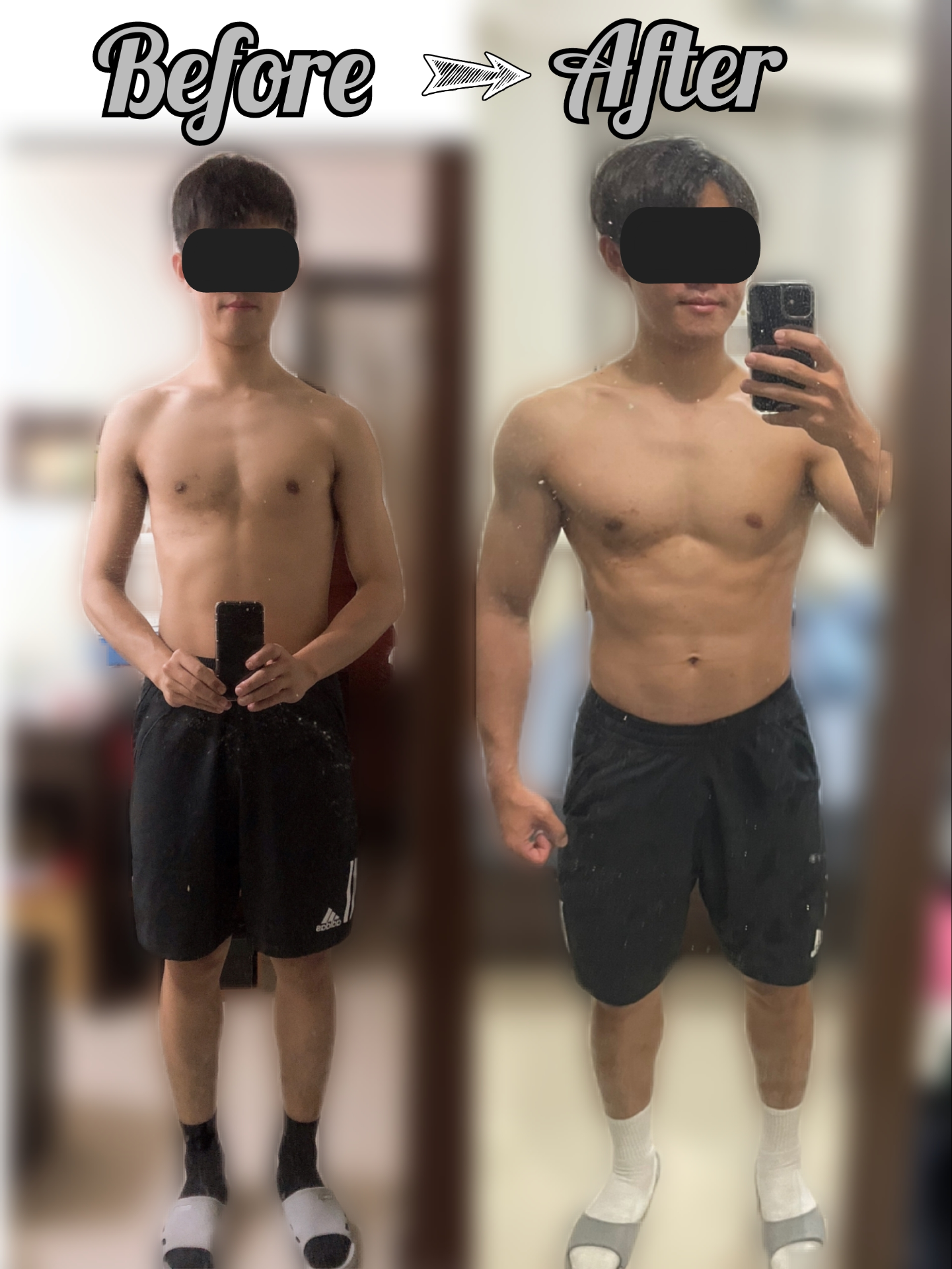 My client's one year body transformation 62kg - 70kg. He put on some muscles especially in his arms. 我的客戶一年的身體改造 62 公斤 - 70 公斤。 他增加了一些肌肉，尤其是在他的手臂上。