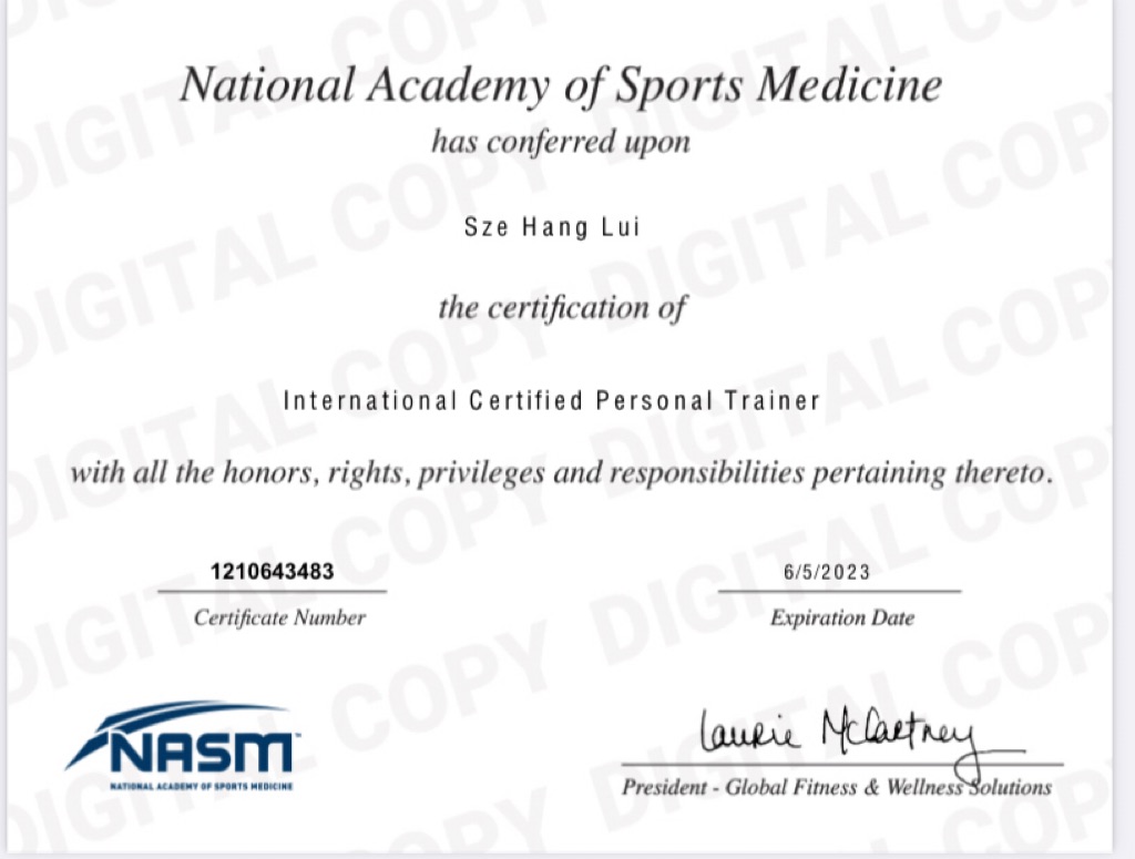 NASM certified Trainer