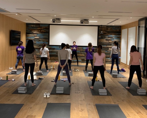 Corporate group yoga class