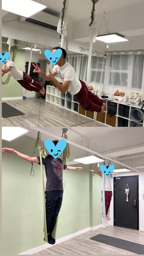 Aerial yoga class