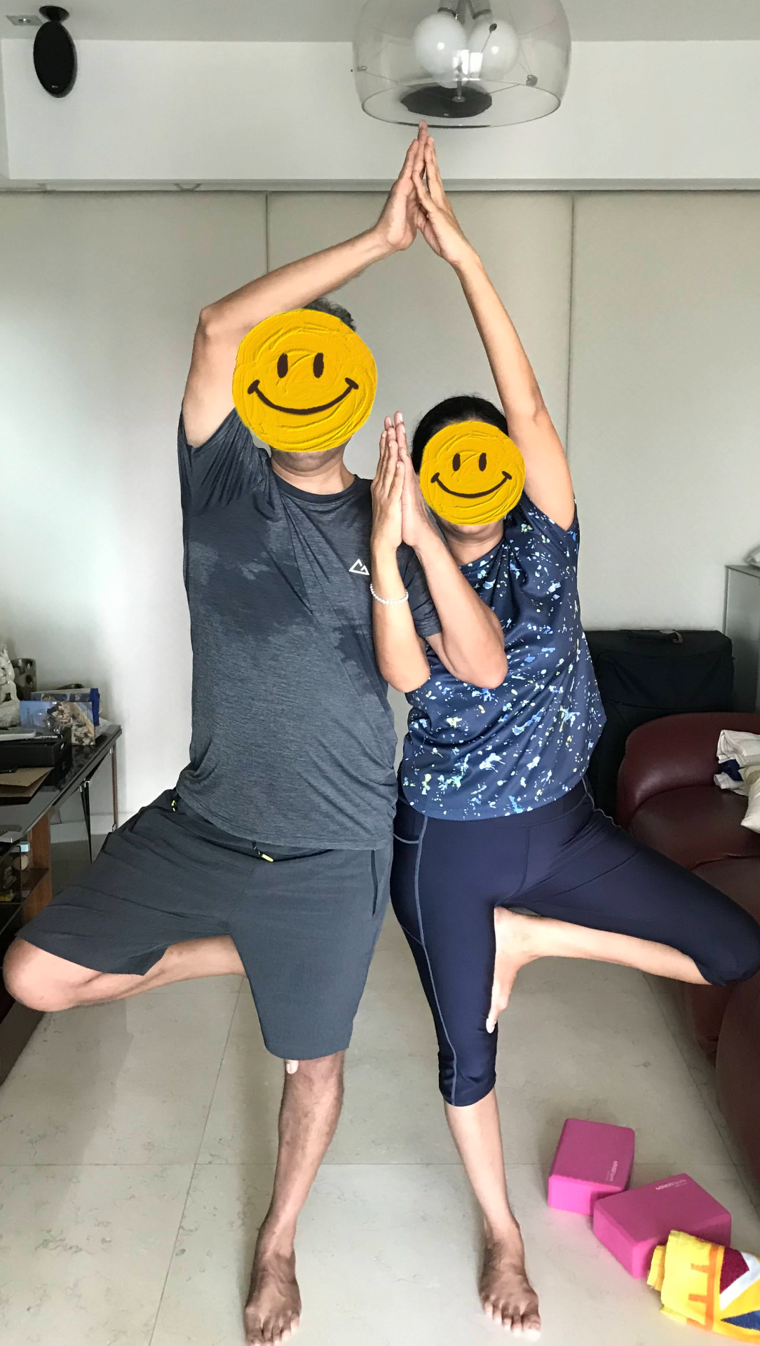 Couple yoga therapy session 