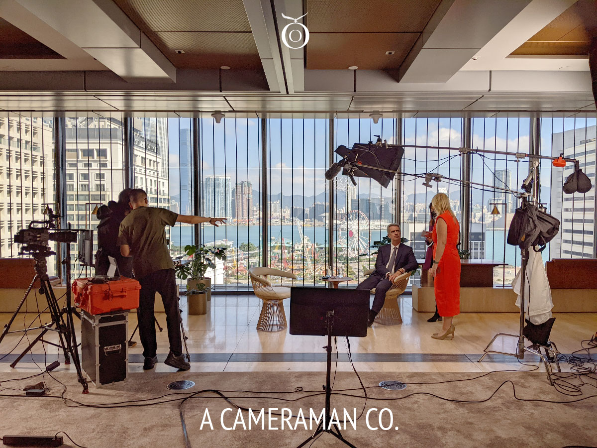 A Cameraman Co. filming a multi camera interview at HSBC headquarter in Central Hong Kong.