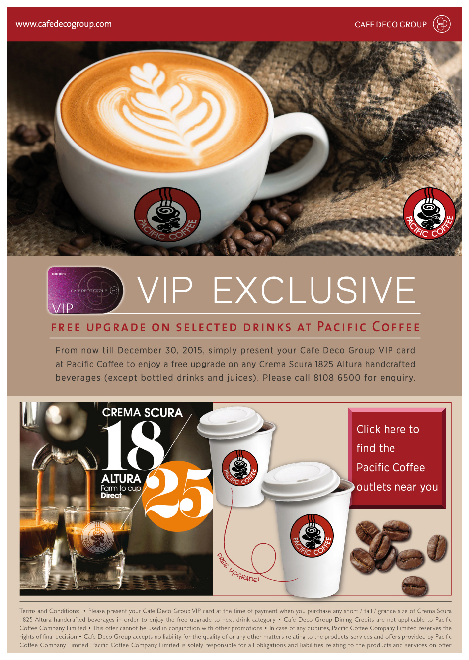 Pacific Coffee and Cafe Deco Group VIP Joint Promotion