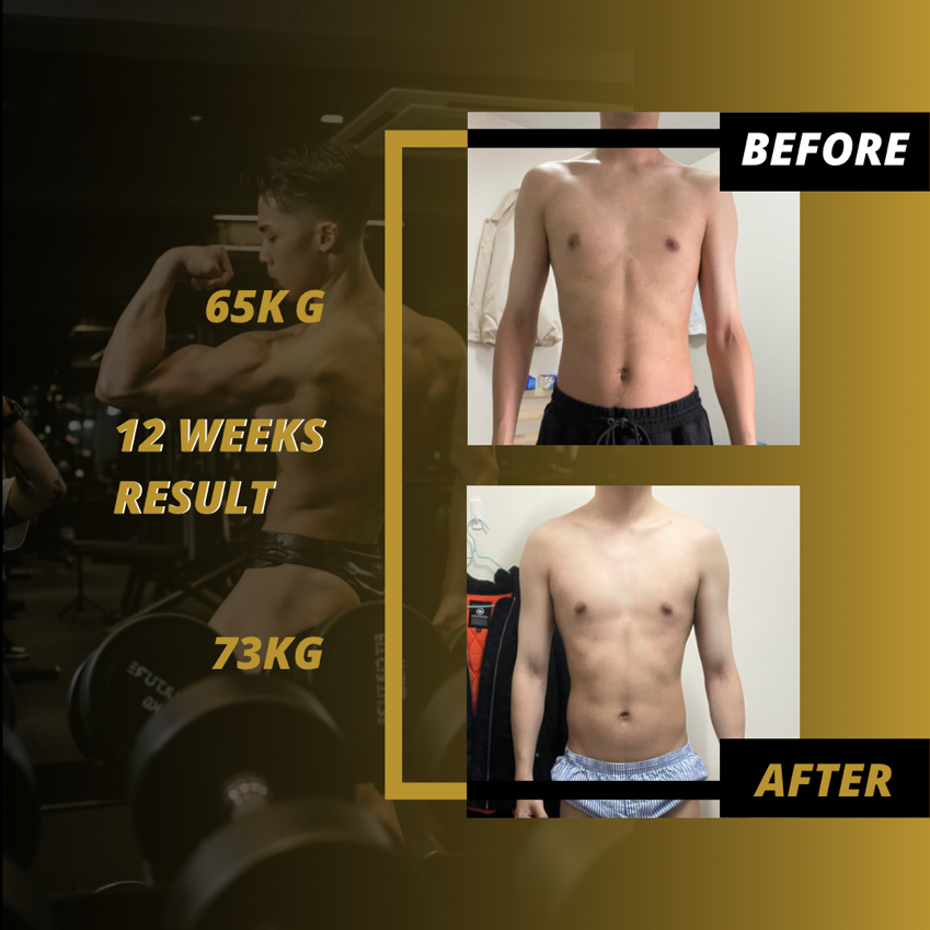 12 weeks of gains session
65kg to 73kg