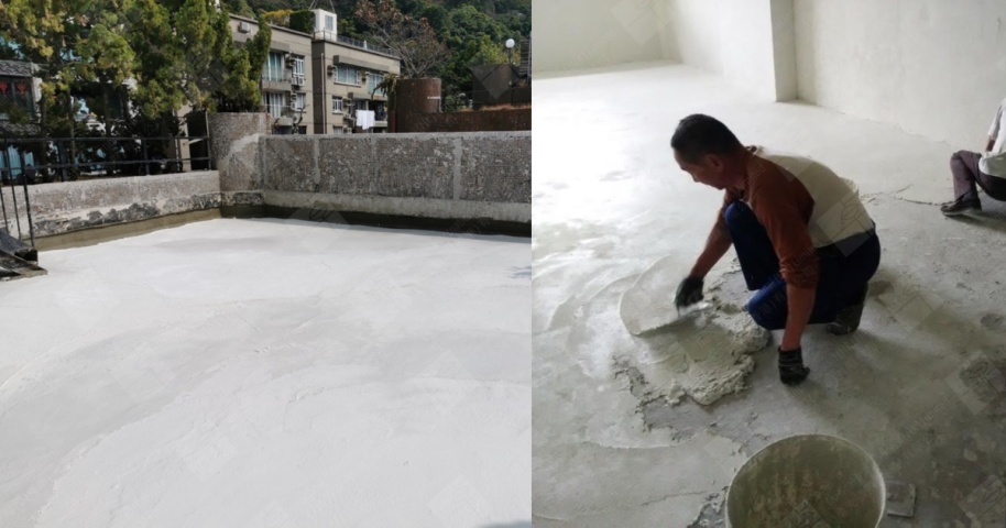 裝修單位室內隔熱保溫方案
天面隔熱層及室內地台保溫層施工中