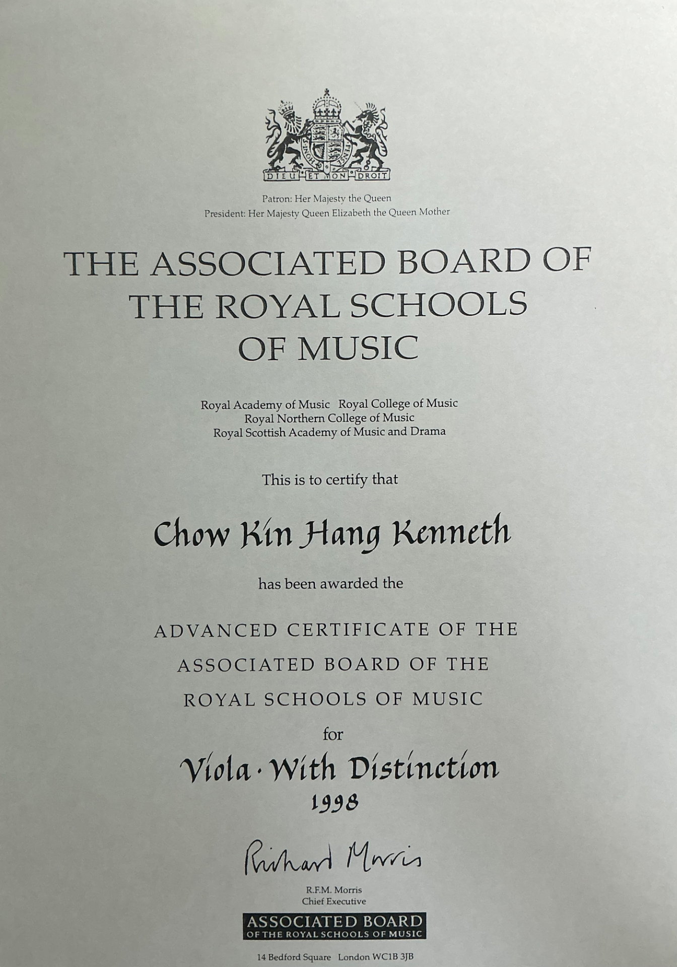 Advanced Certificate for Viola
