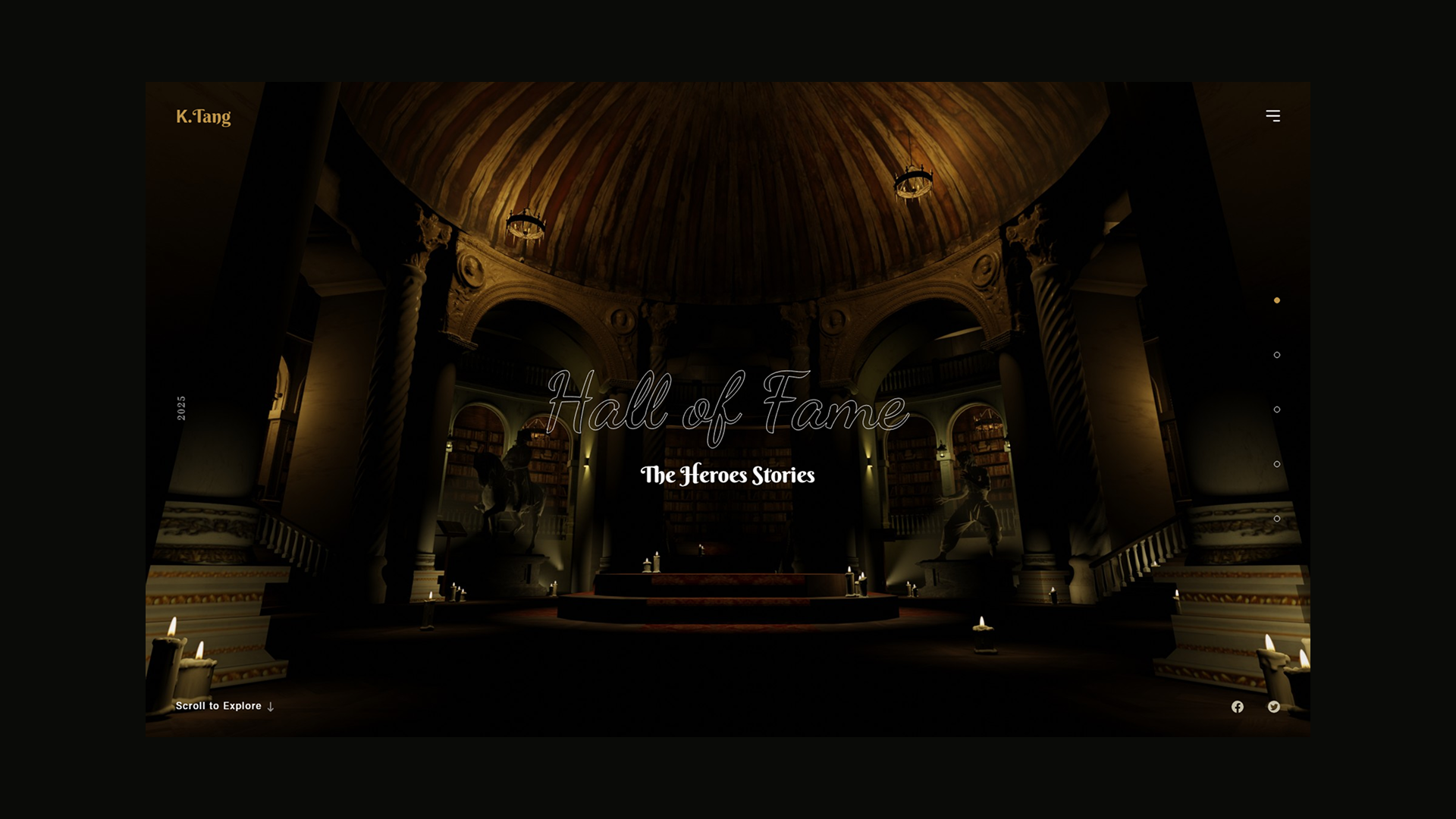 這是一個帶有 3D 動畫效果的歷史網站. hall.meisken.dev