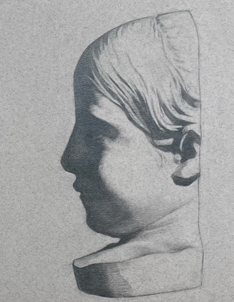 在學院派的繪畫訓練中，⽯膏像臨摹幾乎是不可或缺的⼊⾨課程